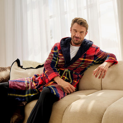 OHS Flannel Dressing Gown Soft Fleece Adults Unisex Thermal Winter Bathrobe