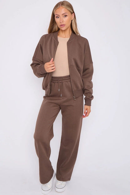 Women Bomber Oversize Baggy 2 Piece Lounge Wear Casual Set Ladies Suit Tracksuit