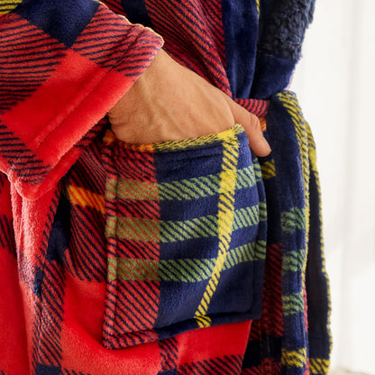 OHS Flannel Dressing Gown Soft Fleece Adults Unisex Thermal Winter Bathrobe