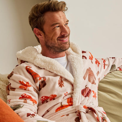 OHS Flannel Dressing Gown Soft Fleece Adults Unisex Thermal Winter Bathrobe