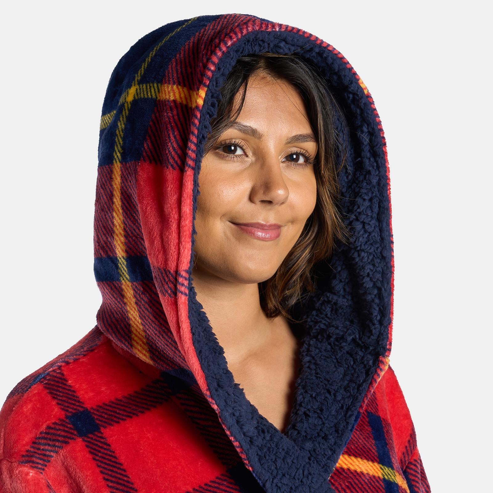 OHS Flannel Dressing Gown Soft Fleece Adults Unisex Thermal Winter Bathrobe